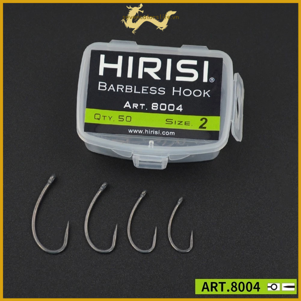 Secl 50 Cái / hộp Thép Carbon Cao Cong Shank Cá chép Móc Câu Cá Barbless Fishhooks