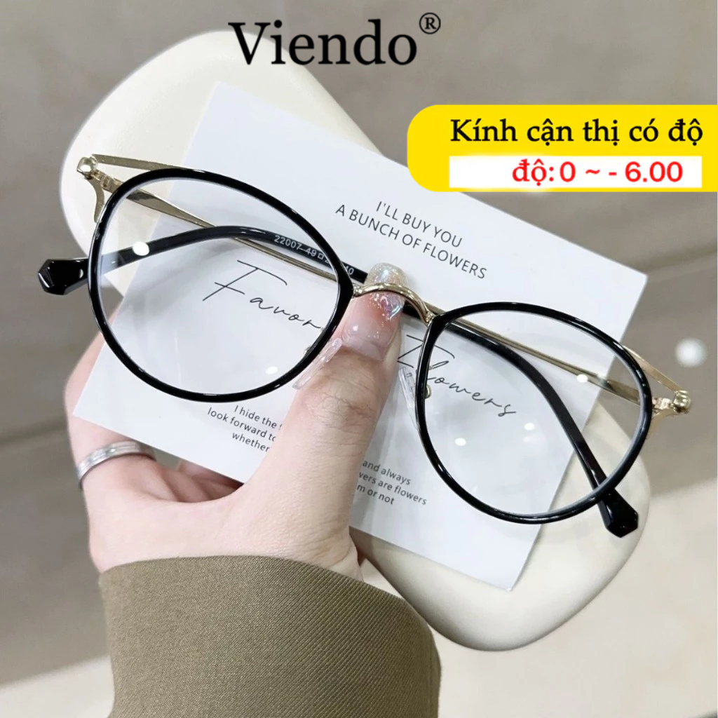Gọng Kiếng Cận Nam Nữ VIENDO Kính Cận Gọng Mắt Mèo Tròn Kính Chống Tia UV Chống Ánh Sáng Xanh Đổi Màu Khi Ra Nắng Thời Trang -1.0/-2.0/-3.0/-4.0/-5.0/-6.0