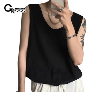 Áo vest nam Gksss thanh niên Mỹ không tay mùa hè mới dáng rộng giản dị áo vest trắng