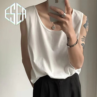 Áo vest nam ESEA thanh niên Mỹ không tay mùa hè mới dáng rộng áo vest trắng thông thường