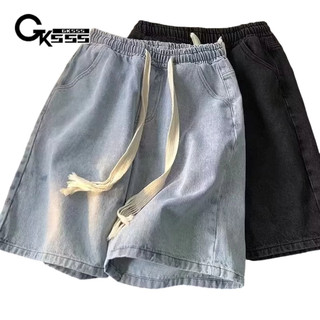 Quần ngắn cổ điển Nhật Bản Gksss dành cho nam và nữ, mùa hè mỏng hợp thời trang cạp cao dáng rộng
