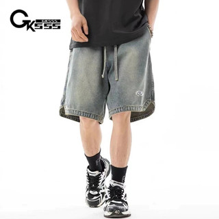 GKSSS quần short denim Phong cách đường phố mùa hè đơn giản theo phong cách retro Mỹ unisex
