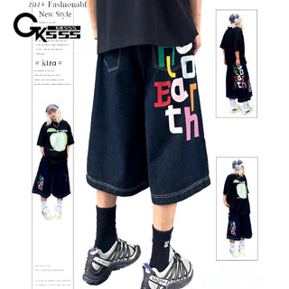 Quần short denim nam Gksss Mỹ retro dáng rộng giản dị chất lượng cao phong cách trung tính nhiều màu sắc in chữ quần short bảo hộ lao động