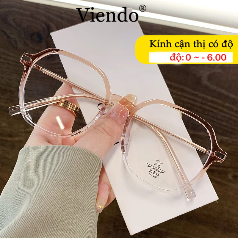 Kính Cận Có Độ Nam Nữ VIENDO Mắt Kính Gọng Đa Giác Chống Tia UV Ánh Sáng Xanh Kính Đổi Màu Khi Ra Nắng -1.0/-2.0/-3.0/-4.0/-5.0/-6.0