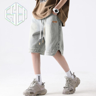 Quần short denim nam ESEA, quần short denim phong cách retro dáng rộng mới mùa hè kiểu Mỹ