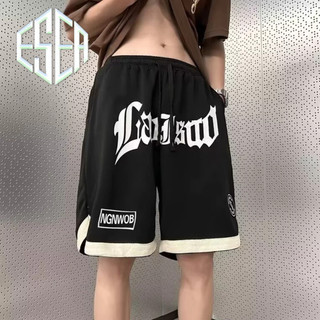 Quần short nam ESEA American retro dáng rộng phong cách đường phố thời trang in hình quần short thể thao đa năng