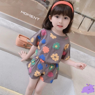 💕Quần áo trẻ em, bé gái 🎀Áo thun tay ngắn in hoa Bộ đồ trẻ em phù hợp cho bé từ 1-7 tuổi
