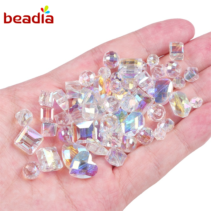 Chuỗi hạt Beadia pha lê trong suốt màu trắng ab dùng làm trang sức diy