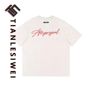 Tianlesiwei Áo thun cổ tròn đường phố cao cấp Mỹ mùa hè retro dáng rộng phong cách trung tính cotton áo thun ngắn tay