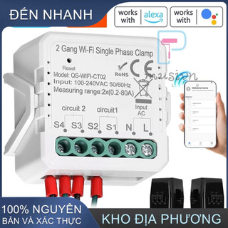Tuya WiFi 2 Gang 80A Kẹp một pha Năng lượng mặt trời PV hai chiều Đồng hồ đo năng lượng hai chiều Điện thoại di động Điều khiển ứng dụng hiện tại Máy biến áp Lịch hẹn giờ Thiết bị tự động hóa gia đình