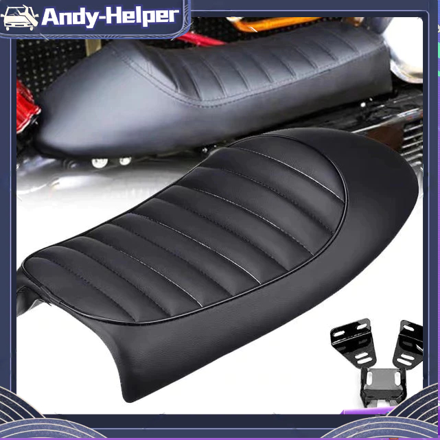 Moto Siège, PU En Cuir Vintage Café Racer Siège Plat Moto Selle pour