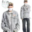Áo Khoác Denim Tay Dài Phong Cách Harajuku Nhật Bản Thời Trang Cho Nam Và Nữ