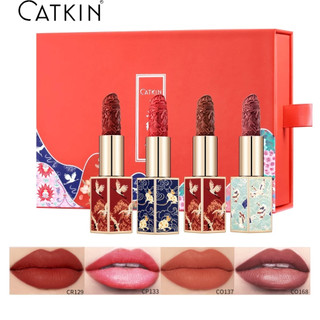 CATKIN ROUGE LIPSTICK4PCS/SET GIFT SET  Bộ Hộp Quà Son Môi Nhung Dưỡng Ẩm Lâu Dài
