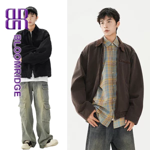 Yipinyouyou Áo khoác American Retro Workwear Áo khoác đồng phục bóng chày rộng đau khổ