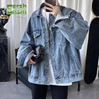 Áo khoác denim nam EERSHENSHI thiết kế cảm giác phong cách Hàn Quốc đơn giản đơn giản quần áo bảo hộ lao động top tối