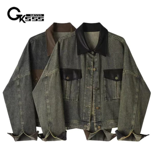 GKSSS áo khoác denim nam Phong cách đường phố Mỹ dáng rộng giản dị, phong cách trung tính chất lượng cao