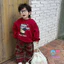 Trẻ Em Năm Mới Len Kẻ Sọc Rời Rộng Quần Cừu Đỏ Lót Lông Cừu Dày Áo Bộ Đêm Giao Thừa Hai