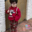 Trẻ Em Năm Mới Len Kẻ Sọc Rời Rộng Quần Cừu Đỏ Lót Lông Cừu Dày Áo Bộ Đêm Giao Thừa Hai