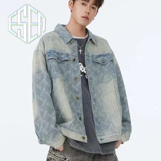 Áo khoác denim nam ESEA Áo khoác denim dáng rộng phong cách cổ điển kiểu dáng đường phố cao cấp dáng trung tính