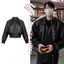 Tianlesiwei Mỹ retro dáng rộng đệm vai áo khoác bay mùa thu da PU phong cách xe máy áo khoác