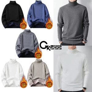GKSSS Áo len nam cổ lọ dáng rộng ấm áp màu trơn phong cách Nhật Bản