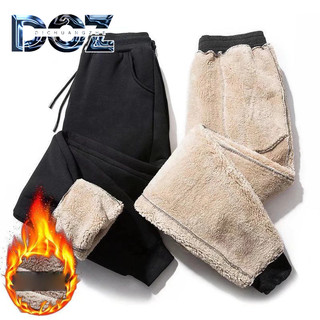 Quần Dichuangzhe Nam Lông Cừu Dày Cashmere Màu Trơn Dáng Rộng