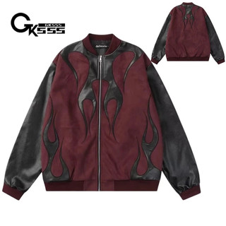 Áo khoác bóng chày nam GKSSS đường phố cao cấp tương phản áo khoác bomber cổ điển dáng rộng hàng đầu