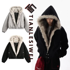 Tianlesiwei Mùa đông nam nữ ấm áp áo khoác cotton cổ điển kiểu Mỹ áo khoác dày cổ áo