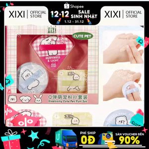 Xixi bột phồng bộ Q-bomb mềm tam giác vuông tròn miếng bọt biển dành cho người mới bắt đầu ướt và khô sử dụng kép Trang điểm phồng 3 chiếc Dụng cụ mỹ phẩm KHÔNG. Gj-67