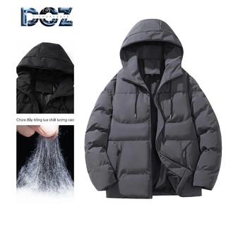 Áo khoác mùa đông Dichuangzhe Áo khoác có mũ trùm đầu bằng vải Cotton màu trơn đơn giản