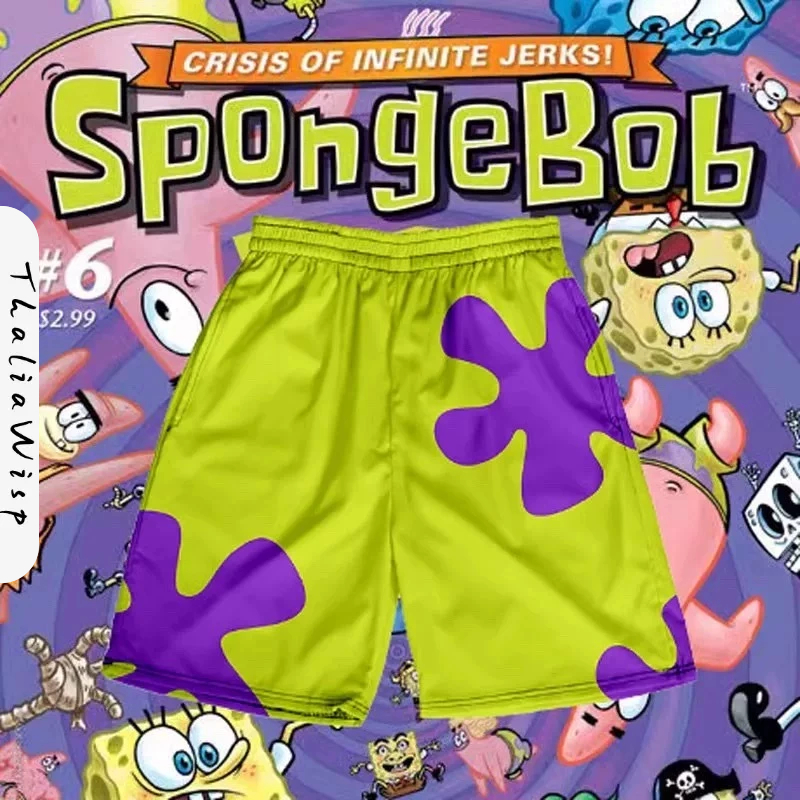 ThaliaWisp Quần short Spongebob và Pie Big Star khô nhanh chóng và hoàn hảo khi đi bộ trên bãi biển. Thời trang mùa hè, phong cách Hawaii, unisex. Bãi biển ngắn