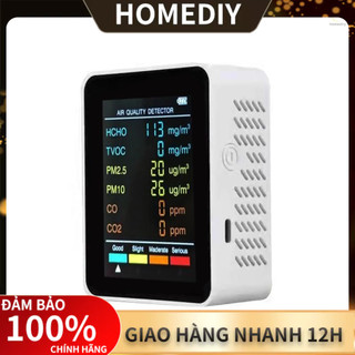 Trang chủ) 6 Trong 1 PM2.5 PM10 HCHO TVOC CO2 Máy dò chất lượng không khí đa chức năng CO Carbon Dioxide Formaldehyde Màn hình LCD Màn hình LCD Màn hình lớn Di động Văn phòng tại nhà Khách sạn Máy tính để bàn Air