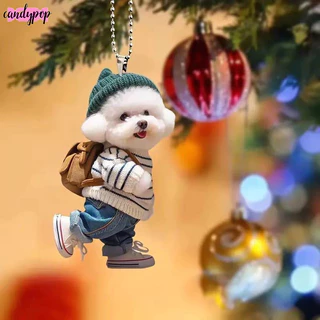 ????Candy????Móc khóa chú chó bông dễ thương Sáng tạo Móc khóa 2D Quà tặng Giáng sinh cho trẻ em