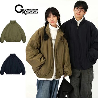Áo khoác cotton nam Gksss thời trang Nhật Bản cổ điển dáng rộng giản dị hợp thời trang phong cách trung tính áo khoác bay dày