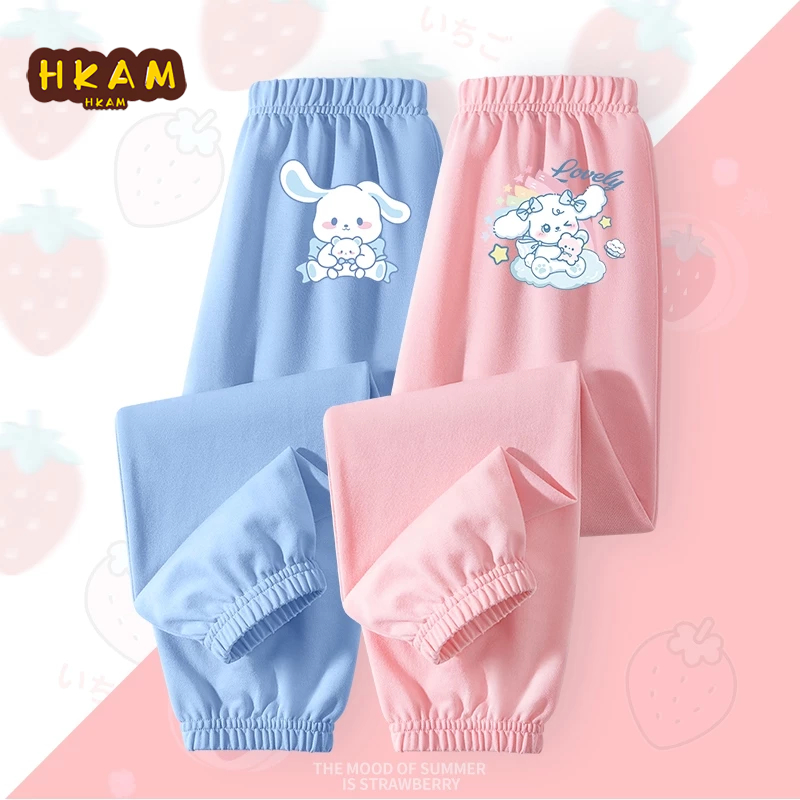 HKAM Quần Chống Muỗi Bé Gái Phong Cách Mỏng Cotton Mùa Hè Quần In Họa Tiết Thỏ