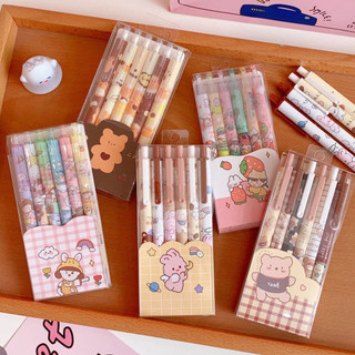 Set 6 Bút Bi Mực Đen Ngòi 0.5Mm Thiết Kế Dễ Thương Có Thể Thu Gọn Tiện Dụng