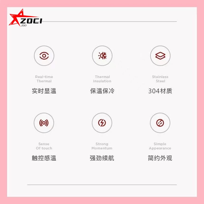 [Zoci] Cốc Blue Archive Takanashi Hoshino Cốc du lịch bằng thép không gỉ nhỏ gọn dung lượng cao có màn hình nhiệt độ