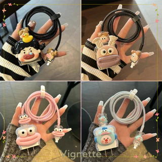[Vignette] - COD Bộ bảo vệ bộ sạc Đôi mắt to ngộ nghĩnh Môi dày trang trí 3D Bộ vỏ bảo vệ cáp dữ liệu chống đứt Thích hợp cho IP