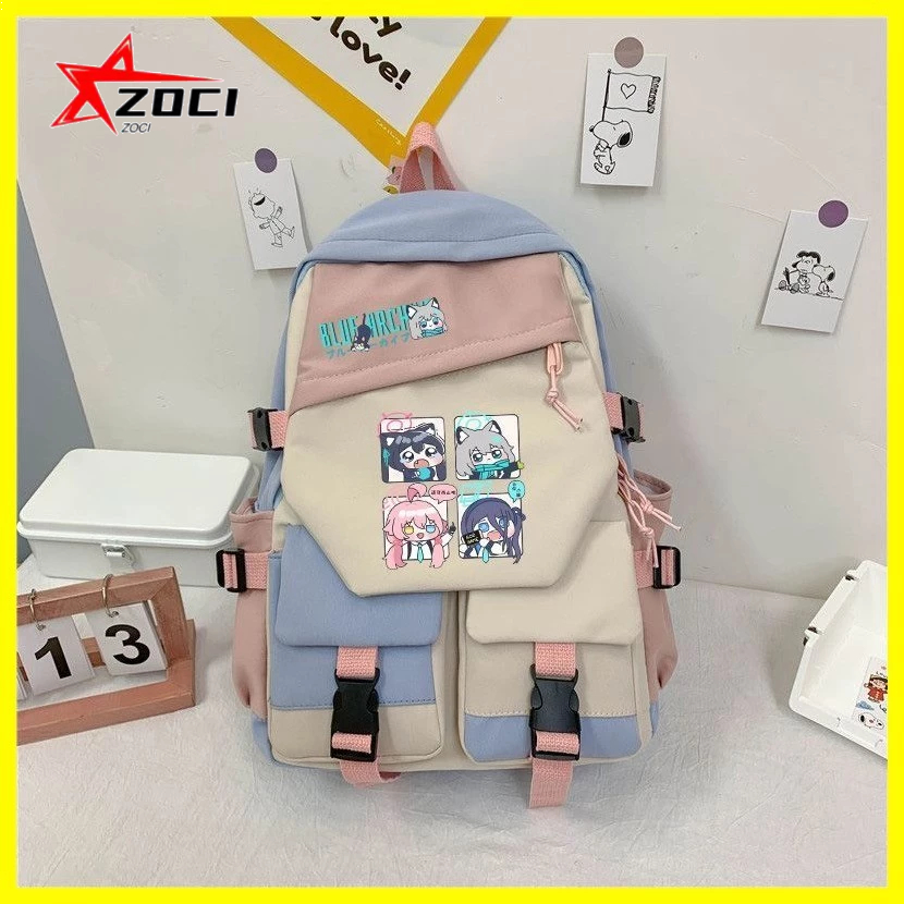 [Zoci] Schoolbag Blue Archive Sunaokami Shiroko Azure Blue Archive Hoshino Alice White Azusa Hai Chiều Học Sinh Nam Nữ Ba Lô Dung Tích Lớn Tendou Arisu