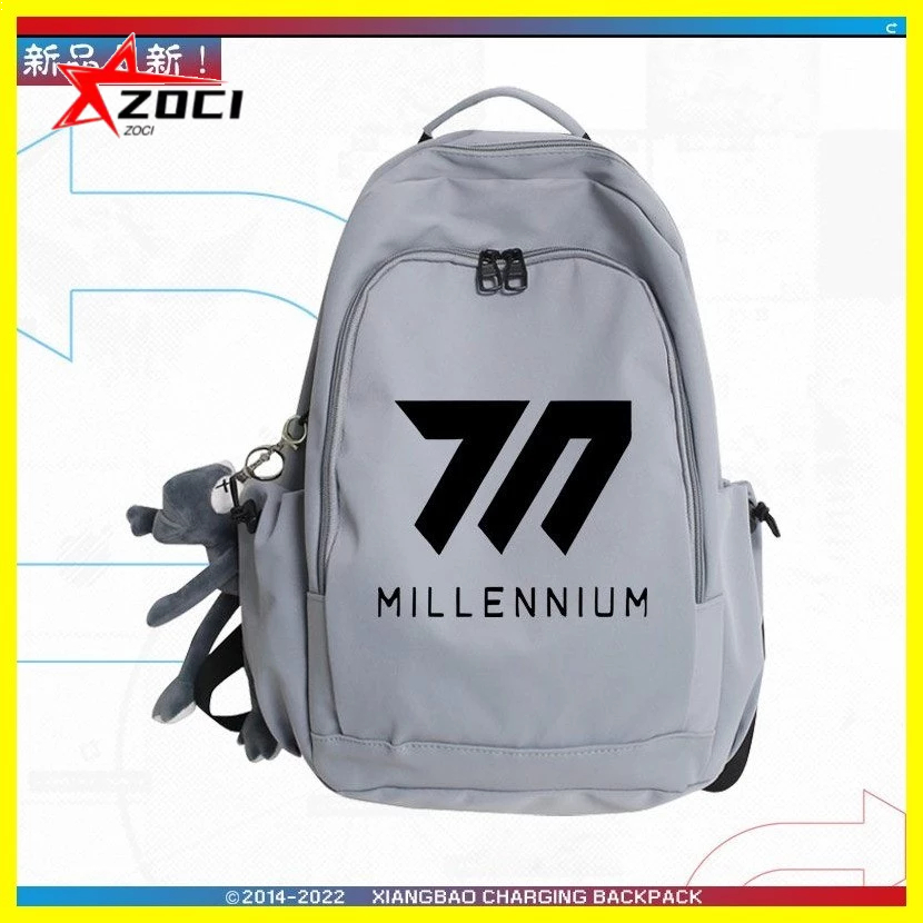 [Zoci] Túi đi học Lưu trữ màu xanh Abydos Lưu trữ màu xanh Abydos Logo trường học Charlie Hàng hóa Ba lô nam nữ hai chiều Túi đi học phổ biến phù hợp