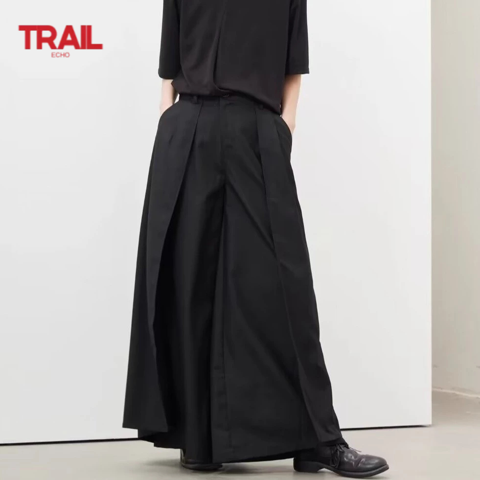 Trail Echo Nam Màu Trơn Váy Quần Nhật Bản Không Đều Niche Rời Quần Ống ...