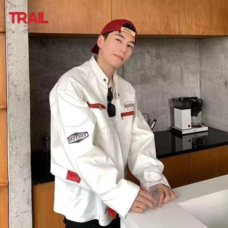 Áo khoác da nam phong cách xe máy Trail Echo mới của Mỹ Retro Áo cao cấp cho mùa thu | BigBuy360 - bigbuy360.vn