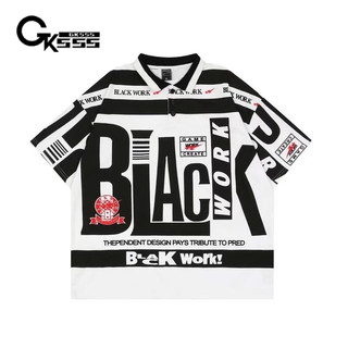 Áo thun nam GKSSS tay ngắn phong cách Hồng Kông cổ điển dáng rộng phong cách hip-hop in hình tay ngắn