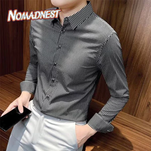 NOMADNEST Áo sơ mi nam kẻ sọc hợp thời trang mới