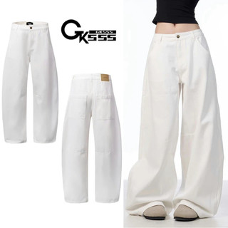 Gksss Quần jean nam Nhật Bản đơn giản dáng rộng giản dị cạp cao xếp nếp quần jean phong cách trung tính chất lượng cao