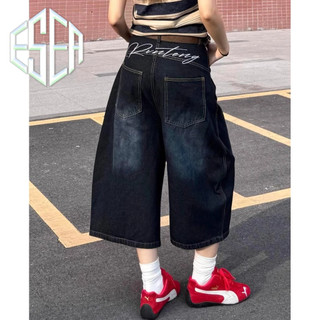 Quần short jean nam ESEA Quần short denim phong cách hip-hop cao cấp kiểu Mỹ