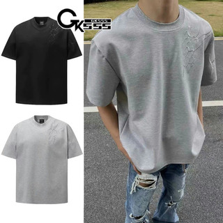 Áo thun nam GKSSS tay ngắn đường phố cao cấp Mỹ chất lượng cao phong cách trung tính gai góc cổ tròn tay ngắn