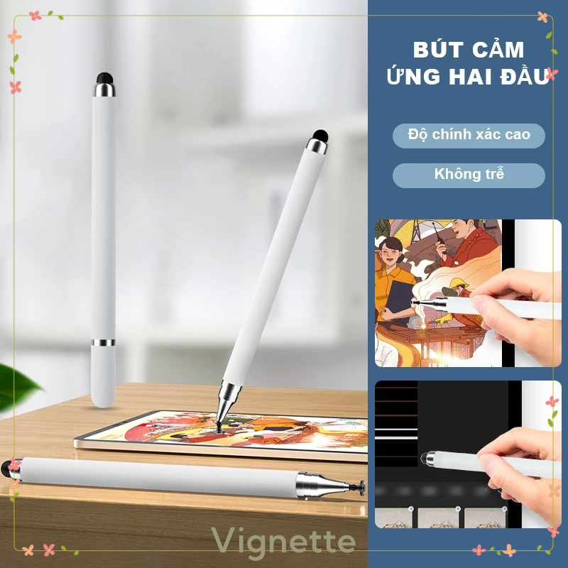 [Vignette] - Bút stylus hai đầu silicon cảm ứng đầu vẽ video điện thoại di động văn phòng máy tính bảng bút stylus
