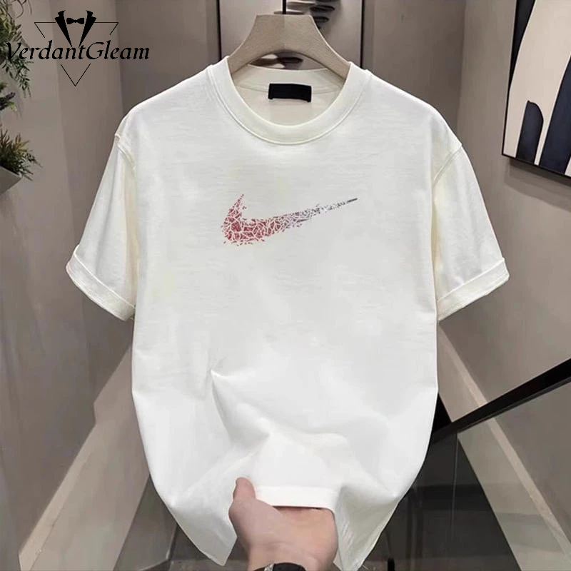 VG Áo thun ngắn tay nam cổ tròn hợp thời trang in đơn giản đa năng hợp thời trang thương hiệu nhẹ nhàng sang trọng côn đồ đẹp trai giản dị áo thun dáng rộng