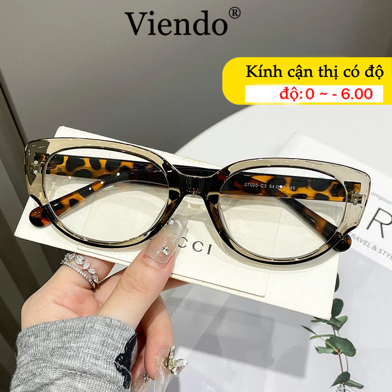 Kính Giả Cận Nữ VIENDO Kính Cận Gọng Mắt Mèo Chống Ánh Sáng Xanh Tia UV Đổi Màu Khi Ra Nắng Thời Trang -1.0/-2.0/-3.0/-4.0/-5.0/-6.0